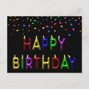 Regenbogen Konfetti Happy Birthday Kerzen Postkart Postkarte