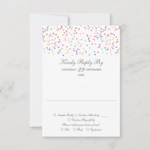 Regenbogen-Konfetti Minimalistische Hochzeit RSVP Karte