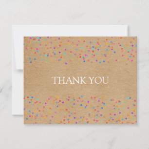 Regenbogen Konfetti Rustikale Kraft Schrift Geschä Dankeskarte