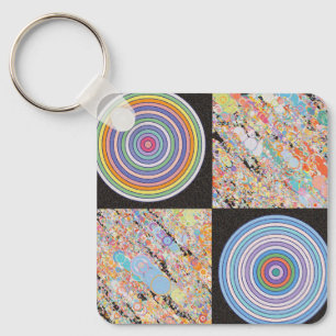 Regenbogen-Konzentrische-Kreis-Design Schlüsselanhänger