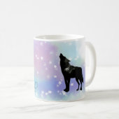 *~* Regenbogen-Kosmische Mondhütling-Wolf-Kristall Kaffeetasse (VorderseiteRechts)