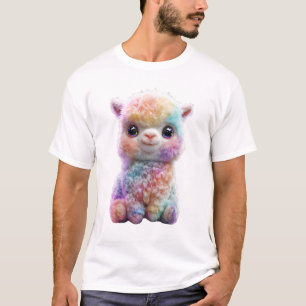 Regenbogen-Kosmisches-Glitzer-Flauschiges-Pastell- T-Shirt