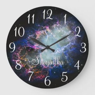 Regenbogen-Krabbennebel Personalisiert Große Wanduhr