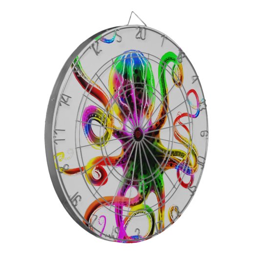 Regenbogen Kraken Glühen Dartscheibe (Vorderseite Links)