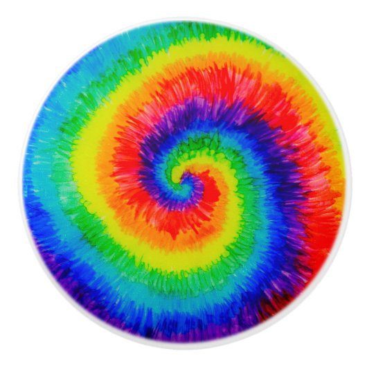 Regenbogen-Krawatten-Alkohol-Tinte Keramikknauf (Vorderseite)
