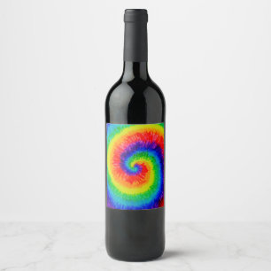 Regenbogen-Krawatten-Alkohol-Tinte Weinetikett