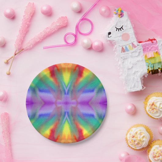 Regenbogen-Krawatten-Explosions-Papier-Teller Pappteller (Party)
