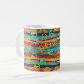 Regenbogen-Krawatten-Friedenszeichen Retro Kaffeetasse (Vorderseite Links)