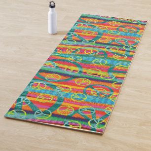 Regenbogen-Krawatten-Friedenszeichen Retro Yogamatte