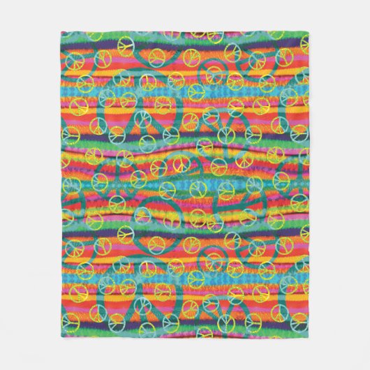 Regenbogen-Krawatten-Friedenszeichen-Streifen Fleecedecke (Vorderseite)
