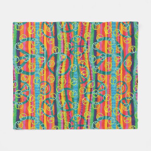Regenbogen-Krawatten-Friedenszeichen-Streifen Fleecedecke (Vorderseite (Horizontal))