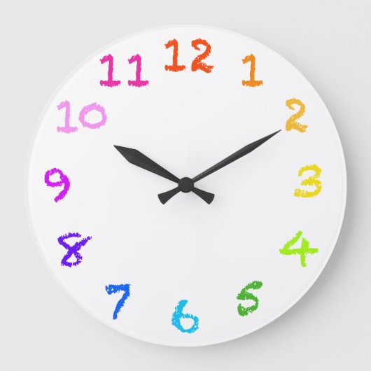 Regenbogen-Kreide nummerierte Wanduhr (Vorderseite)