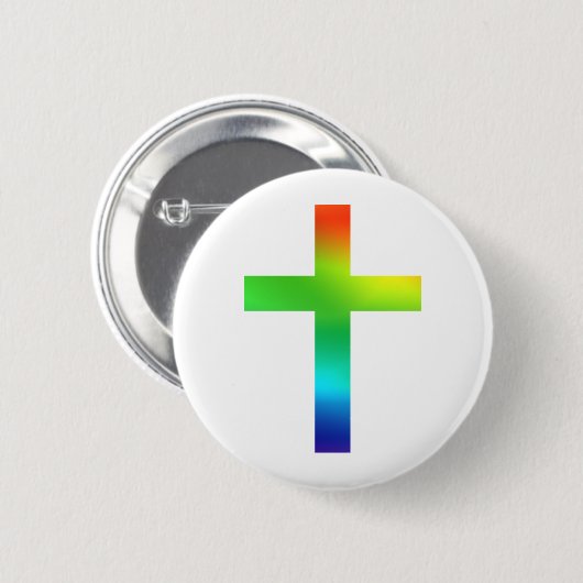 Regenbogen-Kreuz Button (Vorne & Hinten)