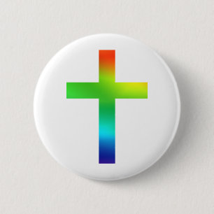 Regenbogen-Kreuz Button