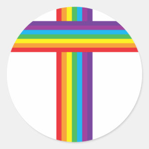 Regenbogen KREUZ Runder Aufkleber