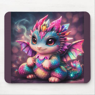 Regenbogen-Kristall-Baby-Drache-Mauspad Mousepad
