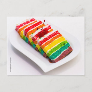 Regenbogen-Kuchen-Postkarte Postkarte