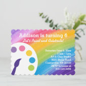 Regenbogen-Kunst-Party Einladung (Stehend Vorderseite)