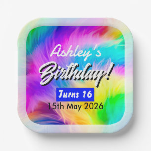 Regenbogen-Kunstfell-Hochzeitspapierplatte-23824 Pappteller