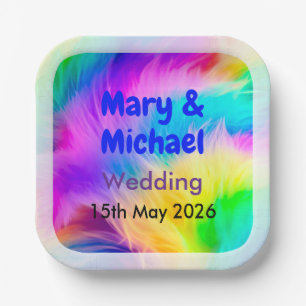 Regenbogen-Kunstfell-Hochzeitspapierteller-23824 Pappteller