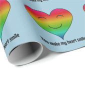 Regenbogen lächelnd Herz blass Geschenkpapier (Rolleneckpunkt)