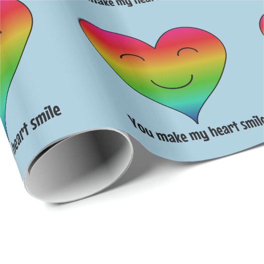 Regenbogen lächelnd Herz blass Geschenkpapier (Rolleneckpunkt)