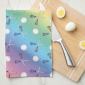 Regenbogen Lacrossemuster Küchentuch (Viertel Falte)