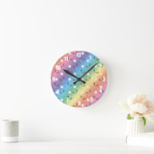 Regenbogen Lacrossemuster Runde Wanduhr (Zuhause)