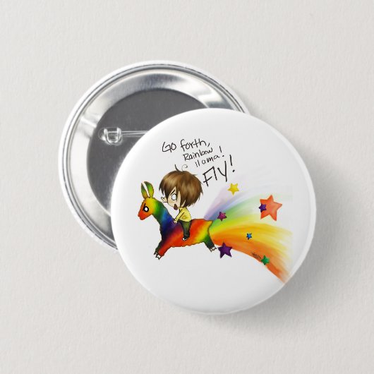 Regenbogen-Lama Button (Vorne & Hinten)