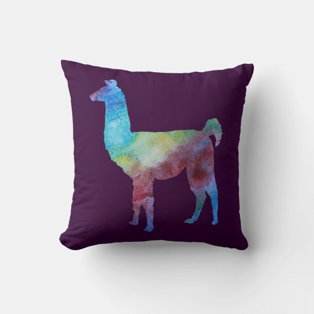 Regenbogen-Lamas Kissen (Vorderseite)