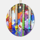 Regenbogen-laufende Pinsel-Fotografie Keramik Ornament (Links)