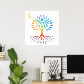 Regenbogen-Lebensbaum-Plakat | Farbiger Himmel Poster (Heimbüro)