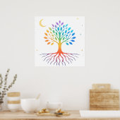 Regenbogen-Lebensbaum-Plakat | Farbiger Himmel Poster (Küche)