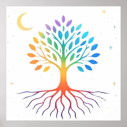 Regenbogen-Lebensbaum-Plakat | Farbiger Himmel Poster (Vorne)