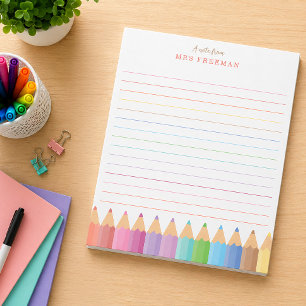 Regenbogen-Lehrer Notizblock personalisiert