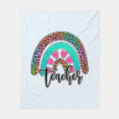 Regenbogen-Lehrerin - farbenfrohe Leopard-Printwer Fleecedecke (Vorderseite)