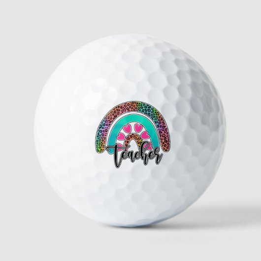 Regenbogen-Lehrerin - farbenfrohe Leopard-Printwer Golfball (Vorderseite)
