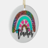 Regenbogen-Lehrerin - farbenfrohe Leopard-Printwer Keramik Ornament (Rechts)