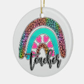 Regenbogen-Lehrerin - farbenfrohe Leopard-Printwer Keramik Ornament (Links)