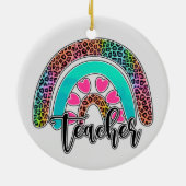 Regenbogen-Lehrerin - farbenfrohe Leopard-Printwer Keramik Ornament (Hinten)