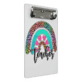 Regenbogen-Lehrerin - farbenfrohe Leopard-Printwer Mini Klemmbrett (Schrägansicht)