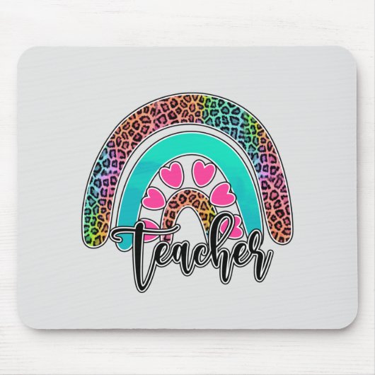 Regenbogen-Lehrerin - farbenfrohe Leopard-Printwer Mousepad (Vorne)