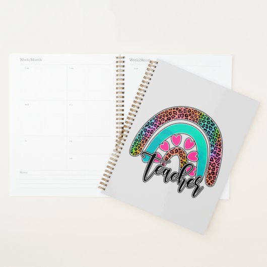 Regenbogen-Lehrerin - farbenfrohe Leopard-Printwer Planer (Anzeige)