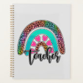 Regenbogen-Lehrerin - farbenfrohe Leopard-Printwer Planer (Vorderseite)