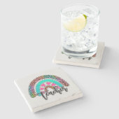Regenbogen-Lehrerin - farbenfrohe Leopard-Printwer Steinuntersetzer (Seitenansicht)