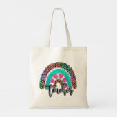 Regenbogen-Lehrerin - farbenfrohe Leopard-Printwer Tragetasche (Rückseite)