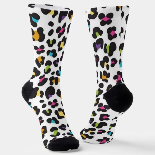 Regenbogen-Leopard-Cheetah-Bunt-Tierdruck Socken (Gewinkelt)