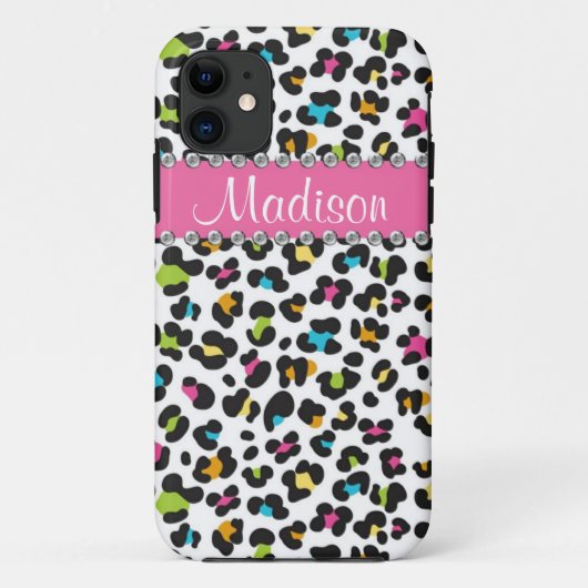 Regenbogen-Leopard-diamante de imitación-Leopard Case-Mate iPhone Hülle (Rückseite)