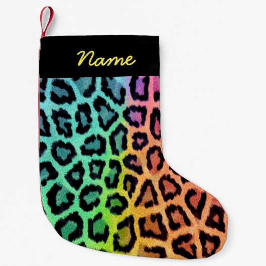 Regenbogen-Leopard-Druck Kleiner Weihnachtsstrumpf (Vorderseite)