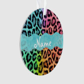 Regenbogen-Leopard-Druck-Weihnachtsverzierung Ornament (Vorderseite)